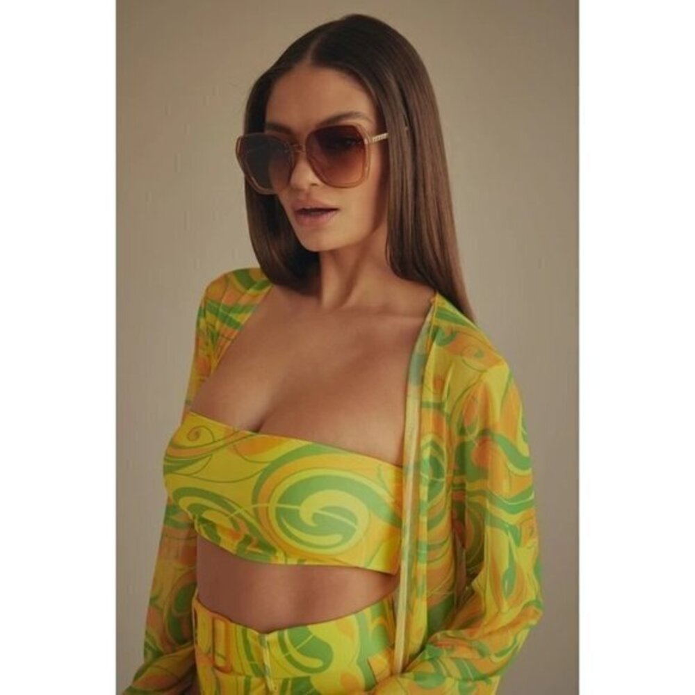 Cut You Off Round Frame Cut Out Design Sunglasses‎ Brown